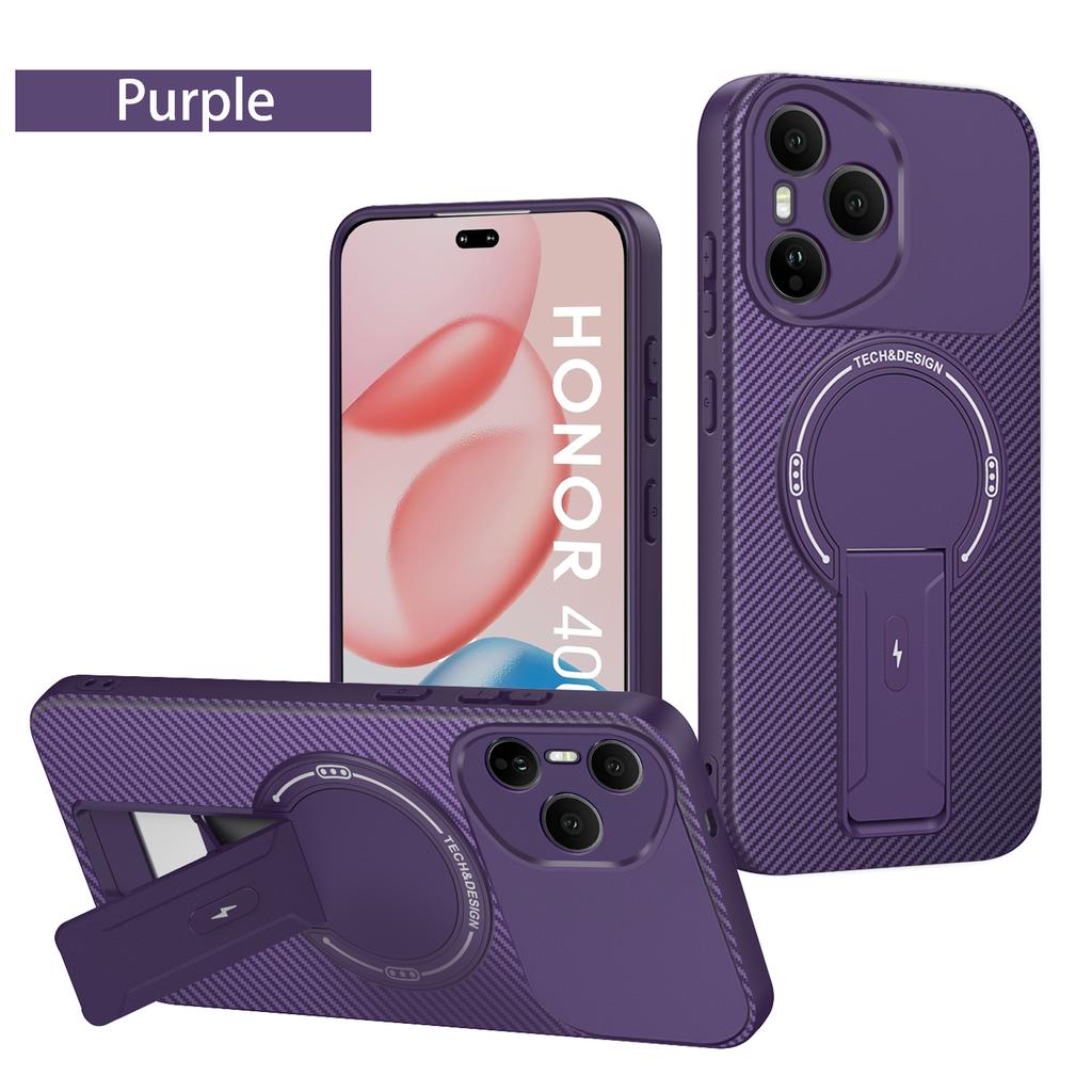 Carbon Fiber Pattern Armor Phone Case For Honor 400 Pro 400 Lite Cover Magnetic Wireless Chraging Fold Stand Back Shell Fundas