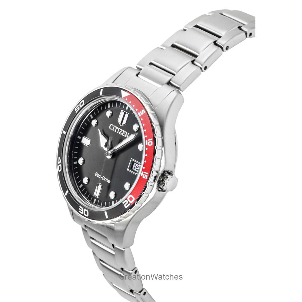 Citizen Eco-Drive Edelstahl Schwarzes Zifferblatt AW1820-81E 100M Unisex-Uhr