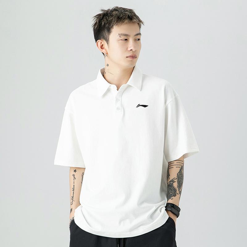 Li-Ning Plain Logo Sports Casual Polo Shirt Men Tops White YPLT025-2