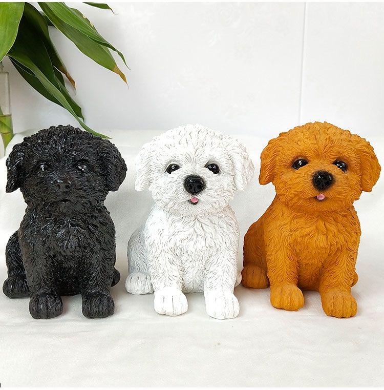 Simulated Dog Model Ornament Resin Dog Sculpture Decoration Bedroom Desktop Decor Home Decoration Accessories Kids Birthday Gift