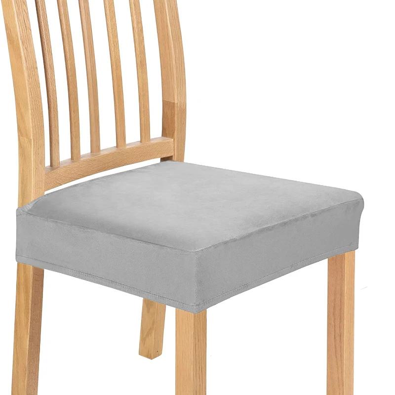 

Navy Blue Velvet Chair Cover Removable Velvet Seat Cushion Covers Adjustable Elastic Chair Cover For Dining Room 1 PC