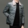 Men's Wool Collar Lightweight Down Jacket - Fashionable, Warm, Short Lapel Winter Coat for Middle-Aged