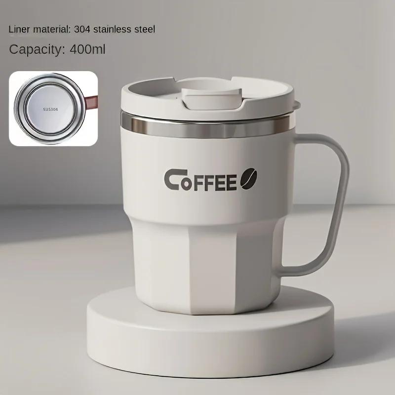 400ml Stainless Steel Coffee Mug Double Layer Thermal Insulated Mug Cup Reusable Spillproof Use Easy Clean Travel Cup Home