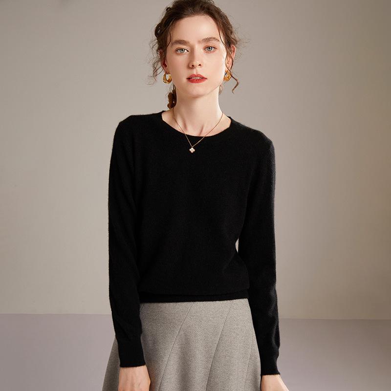 2026 Autumn/Winter Women's Classic Round Neck 100% Pure Cashmere Loose Knit Sweater