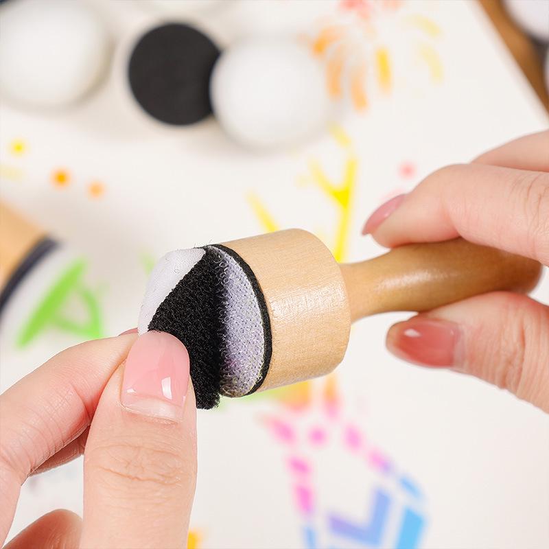 Wooden Handle Sponge Ink Pad DIY Coloring Tool Set