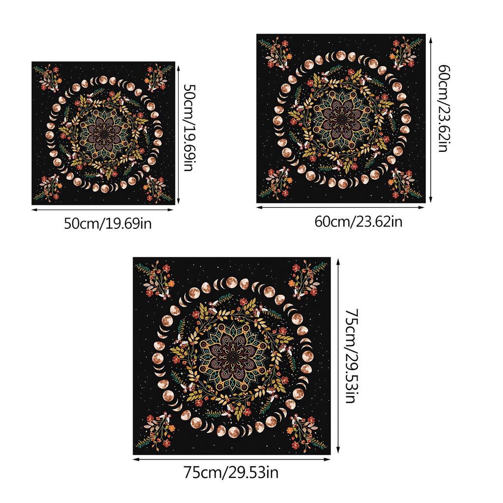 Tarot Card Tablecloth Altars Cloth Moonphases Plant Astrologys Tablecloth Divinations Card Mat Tapestry Wall Decoration