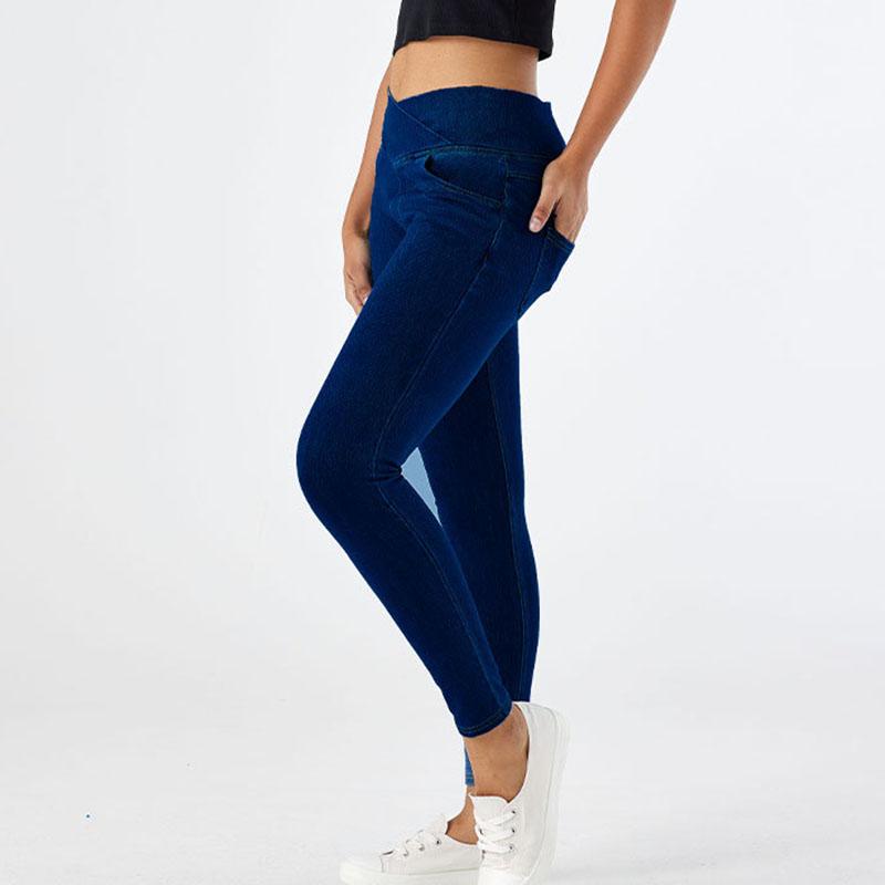Schlanke High-Waist Yoga-Jeans Damen sexy lässig Hochelastische Denimhose Damen