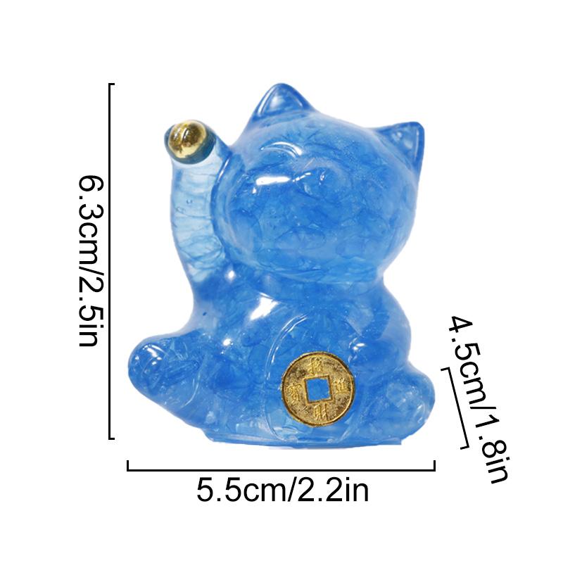 1Pc Resina Gatto Fortunato Cristallo Pietra Decorazione Casa Figurina Animale Regalo