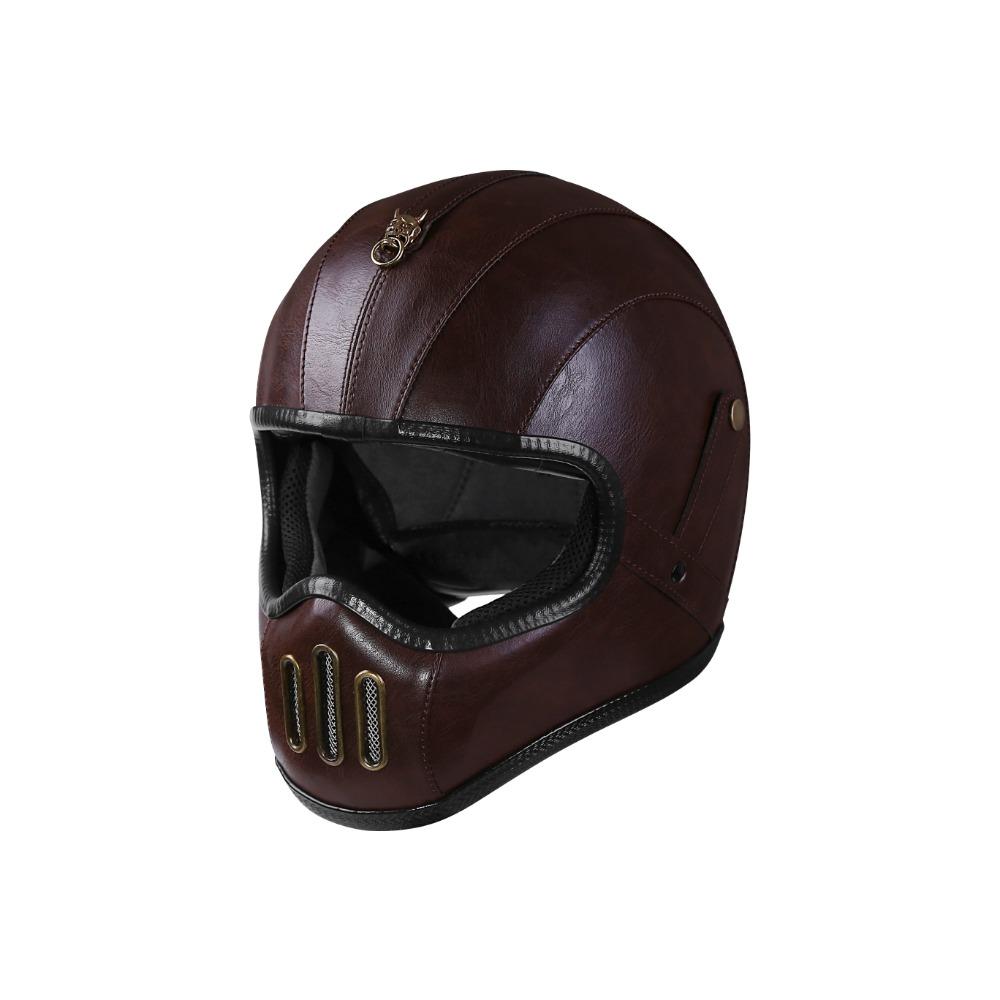 Retro ORZ Helmet, Fiberglass Full Face Helmet, Caf É Racing Driver, Lightweight Shell, Motorcycle Helmet, Retro Leather