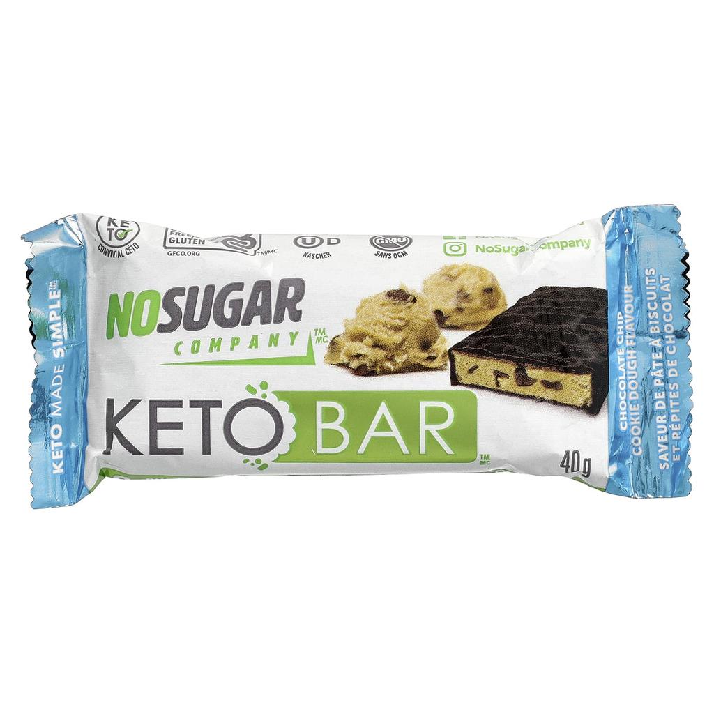 No Sugar Company Keto Bars™, Chocolate Chip Cookie Dough, 12 Bars, 40g Each