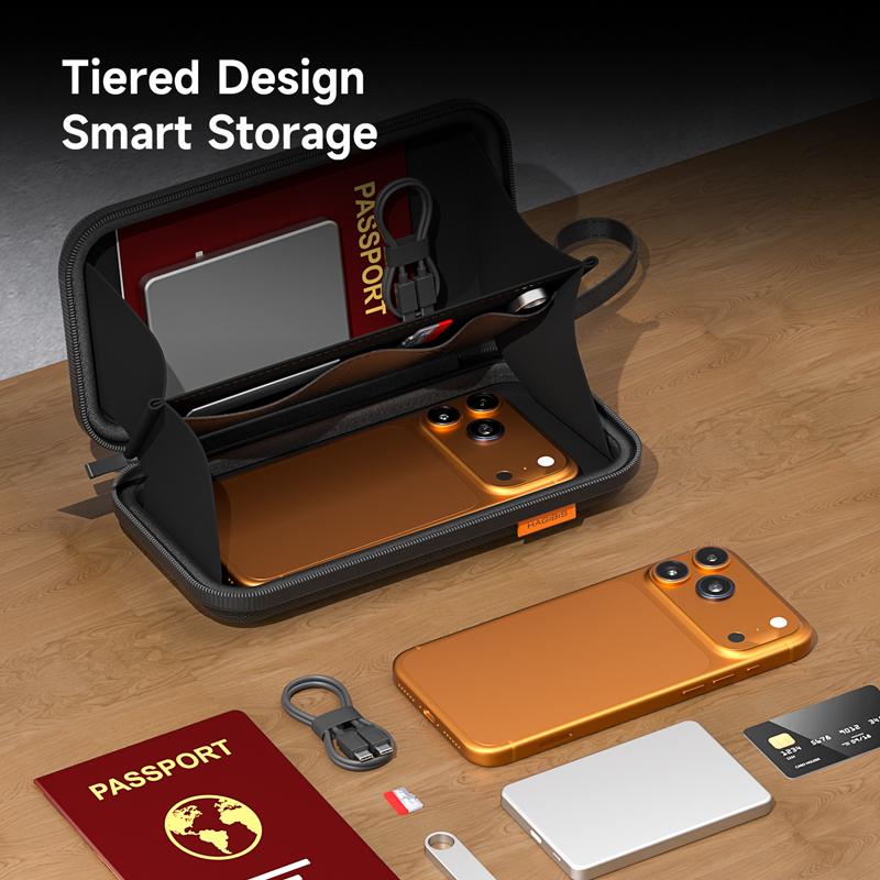 Hagibis Fireproof Storage Bag Travel Carrying Case for Cell Phone Important Document Cash Power Bank Hard Shell Pouch Waterproof