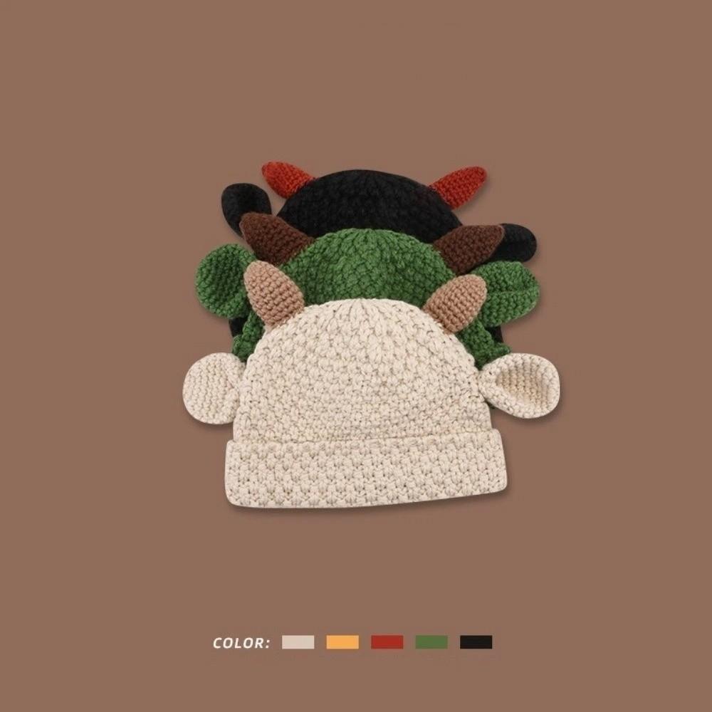 Solid Color Pullover Hat Cute Ear Women's Hat Cute Horn Ear Knitted Hat Winter