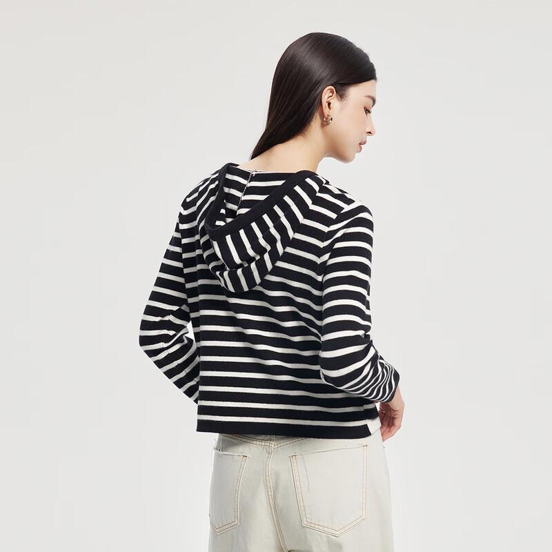 FivePlus Women's Striped Hooded Knit Cardigan