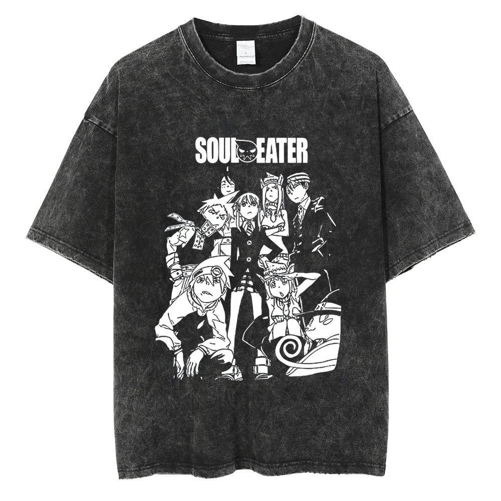 

Hot Sale Classic Anime Soul Eater Graphic Print Tshirt Men Women Vintage Washed Cotton Comfortable Oversize Top Summer New Tees S