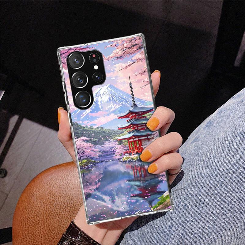 Japanese Cherry Mount Fuji Phnoe Case for Samsung Galaxy S26 S25 Edge S23 S24 Ultra S22 Plus S21 S20 FE Unique Cover Soft Coque