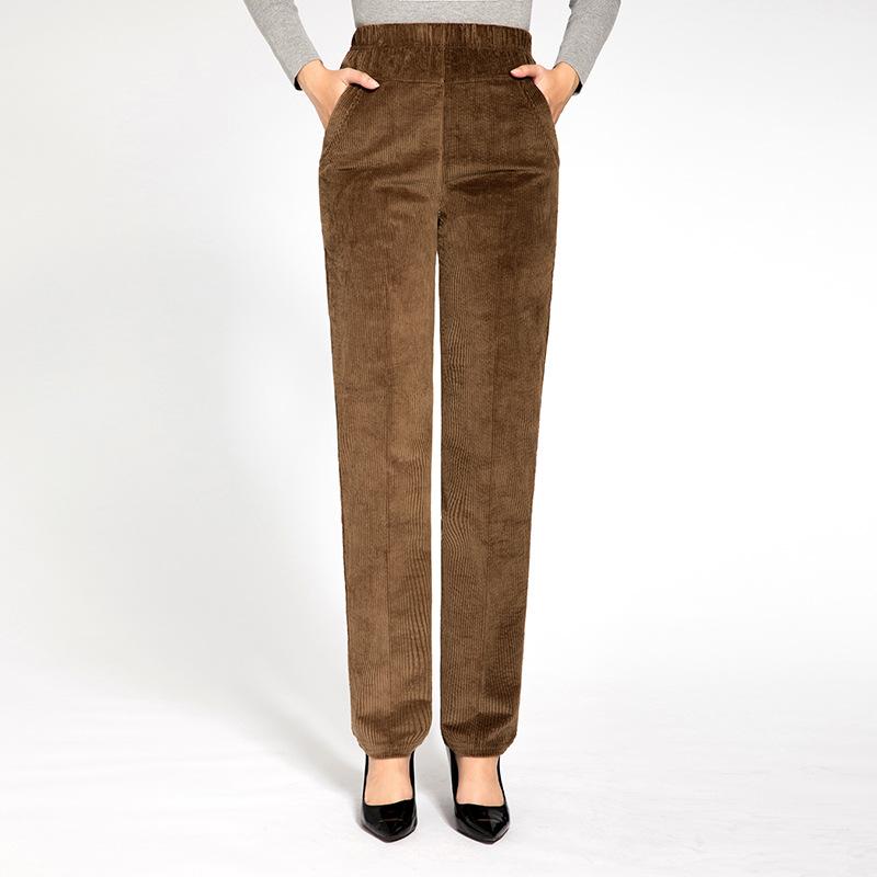 

Вельветовые брюки для женщин, эластичная талия, прямые, вельвет, для среднего и пожилого возраста, свободные, повседневные, зимние, утепленные, верхняя одежда, для мамы, с плюшевой подкладкой 6XL