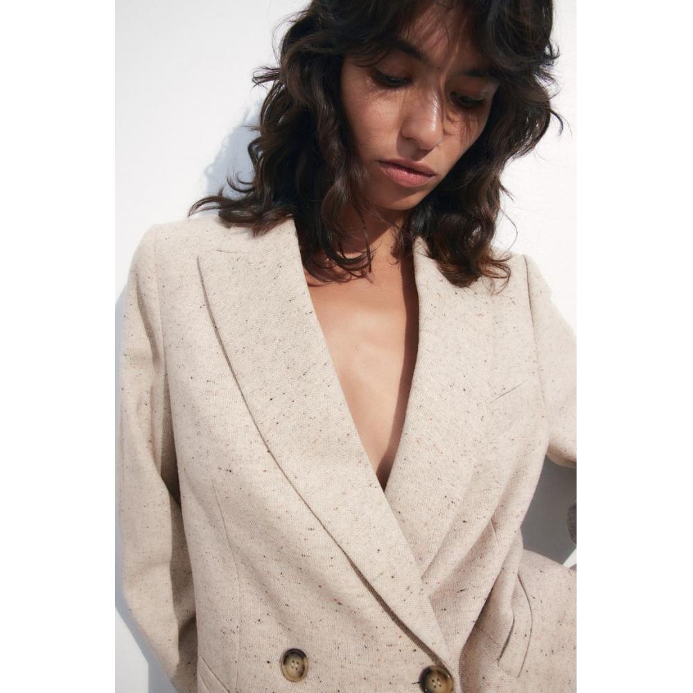 

H M Oversized Double Breasted Jacket Beige