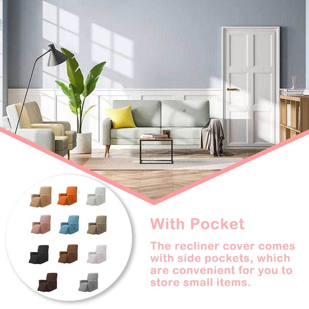 Recliner Cover Universal Solid Color Full Sleeve Slipcover Chair Dust-proof Seat Anti-slide Protector for Bedroom Room