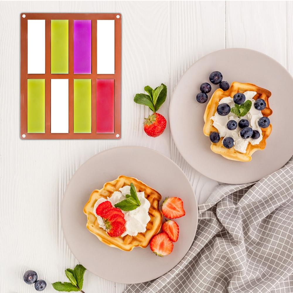 Chocolate Mold Silicone Handmade 8-Cavity Long Finger Cookies Mold Square Silicone Candy Mold For Baking Candy Chocolate Snacks