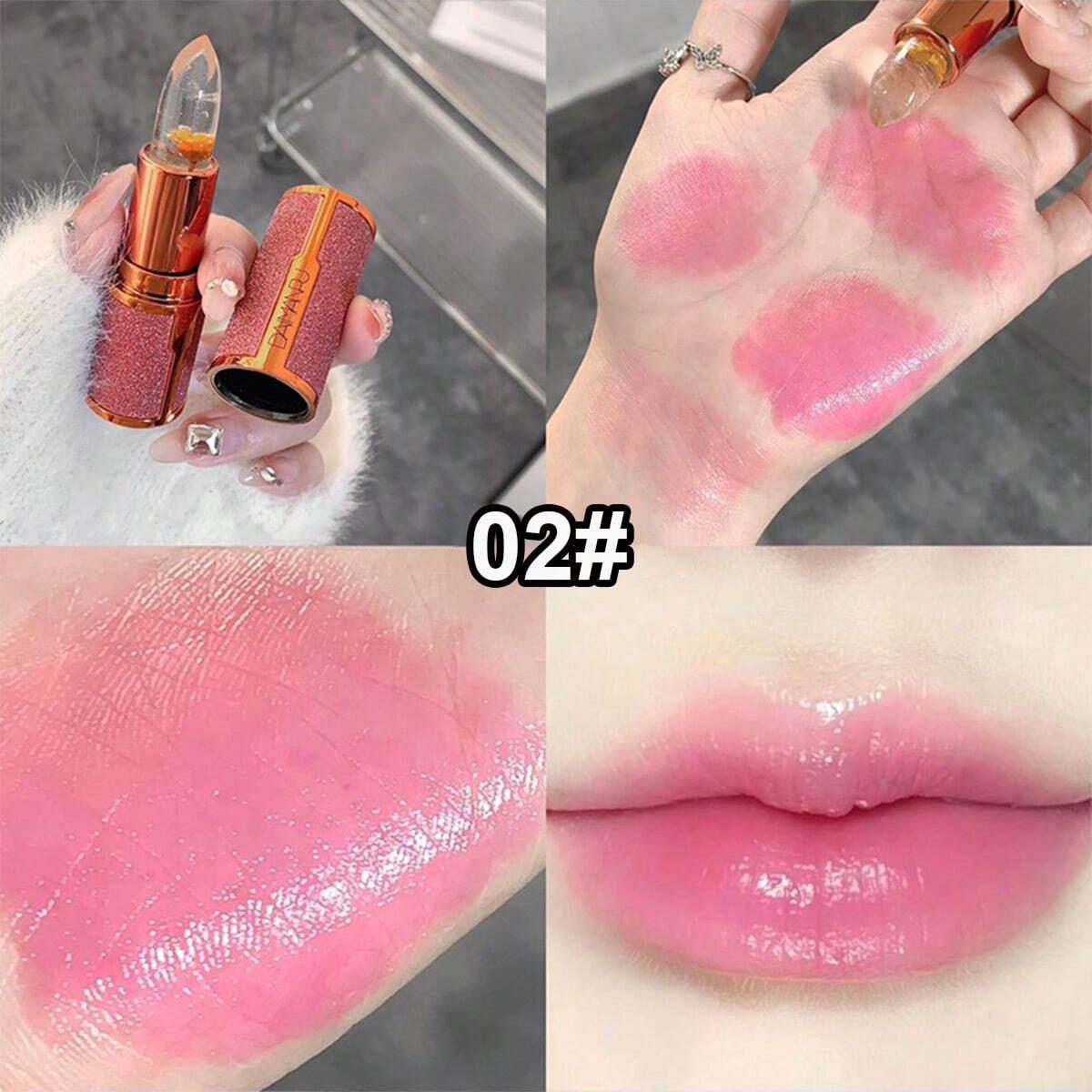 

DAIMANPU Яркая Звезда Цвет Меняющая Помада Лепесток Желе Теплый Цвет Меняющая Помада Увлажняет без Склеивания