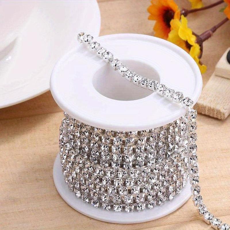 1 rulle Klo Strass Kristall Tofs Gör-det-själv Kläder Örhänge Tillbehör Pärlor Diamant Strass Kedja