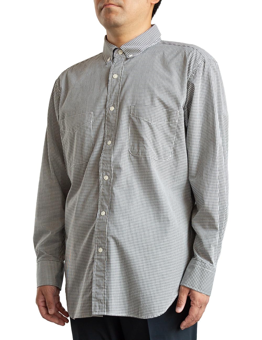 

ONE SELF Cotton Gingham Long Sleeve Shirt Men s 100% Button-Down (Black, Medium) чёрный