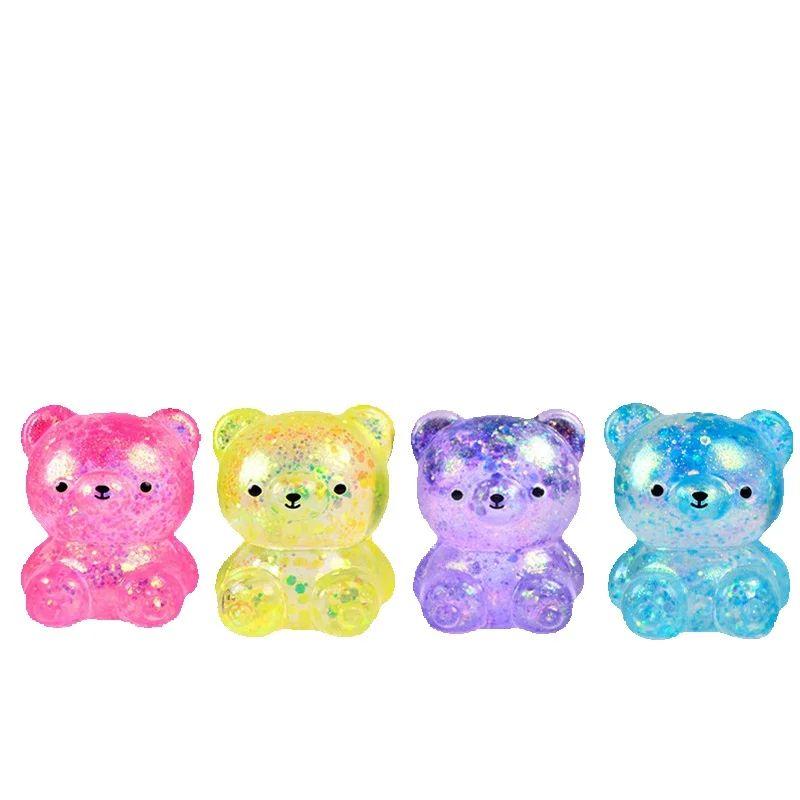 Fidget Bear Toy Squid Sparkling Soft Candy Bear Needoh Cute Animal Anti Stress Soft Resting Squeezing Toy Pinching
