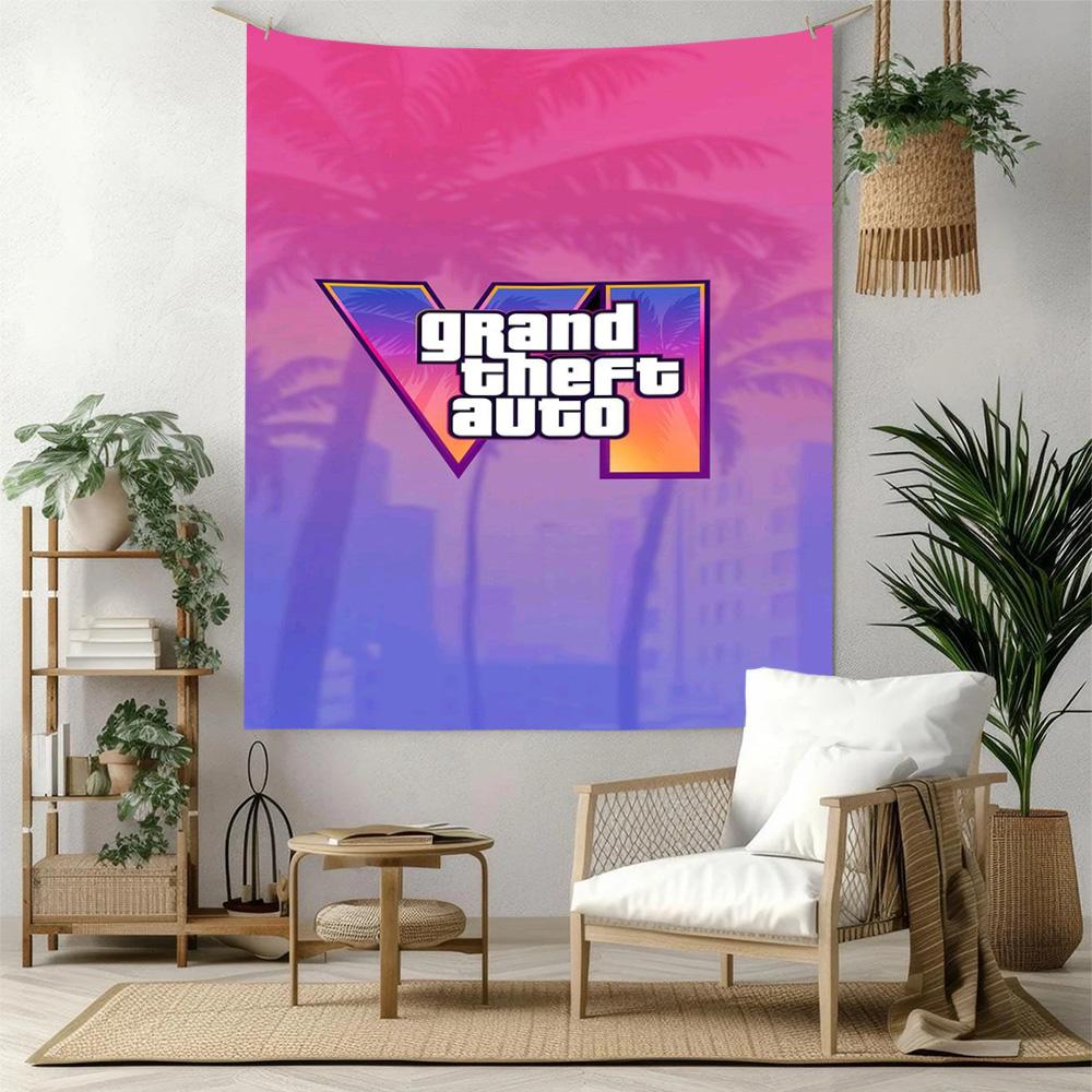 Grand Theft Auto Handwoven Tapestry Handmade Look Suitable for Reading Corner Balcony Living Room Year-Round Hand Painted Style Gift for New Home
