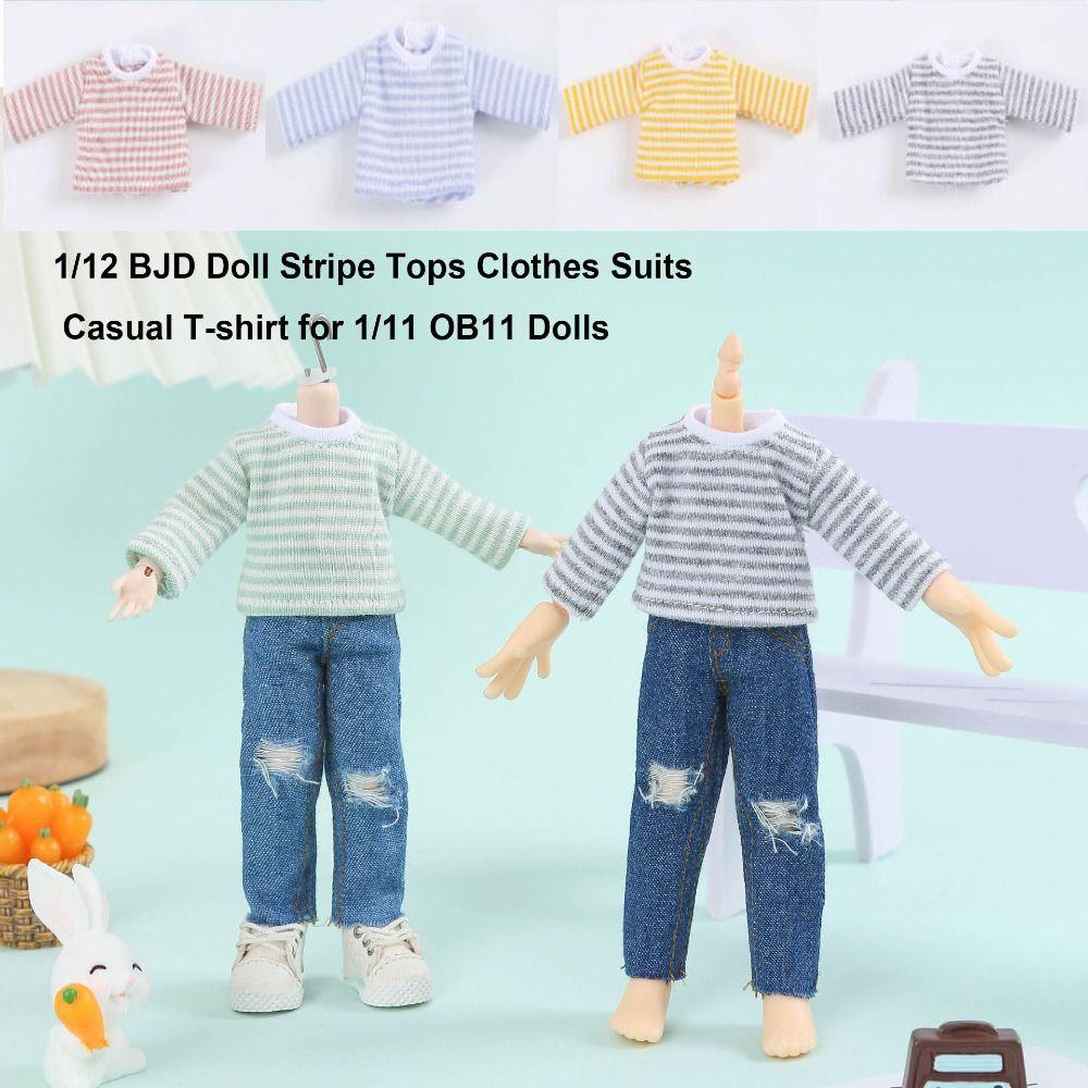 DIY Handmake Doll Stripe Tops for 1/12 BJD Dolls/for 1/11 OB11 Dolls Doll Clothes Accessories