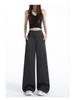 Women's Retro Grey Wide-Leg Suit Pants - Spring Casual, Versatile & Comfortable