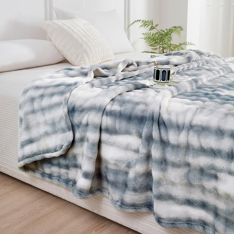Nova Manta Tie-dye de Outono Mantenha-se Aquecido Confortável Antiestática Manta de Sofá Macia Fofa Imitação de Pelo de Coelho Manta de Sesta Xale