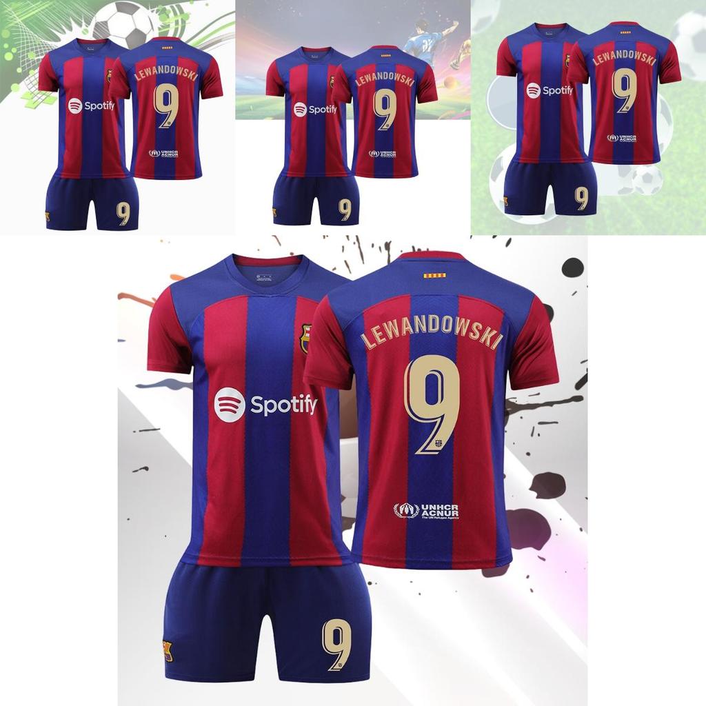 Barcelona Home Jersey Messi 10 Lewandowski 9 Gavi 30 Pedri 8 Suitable For Children Various Sizes Available