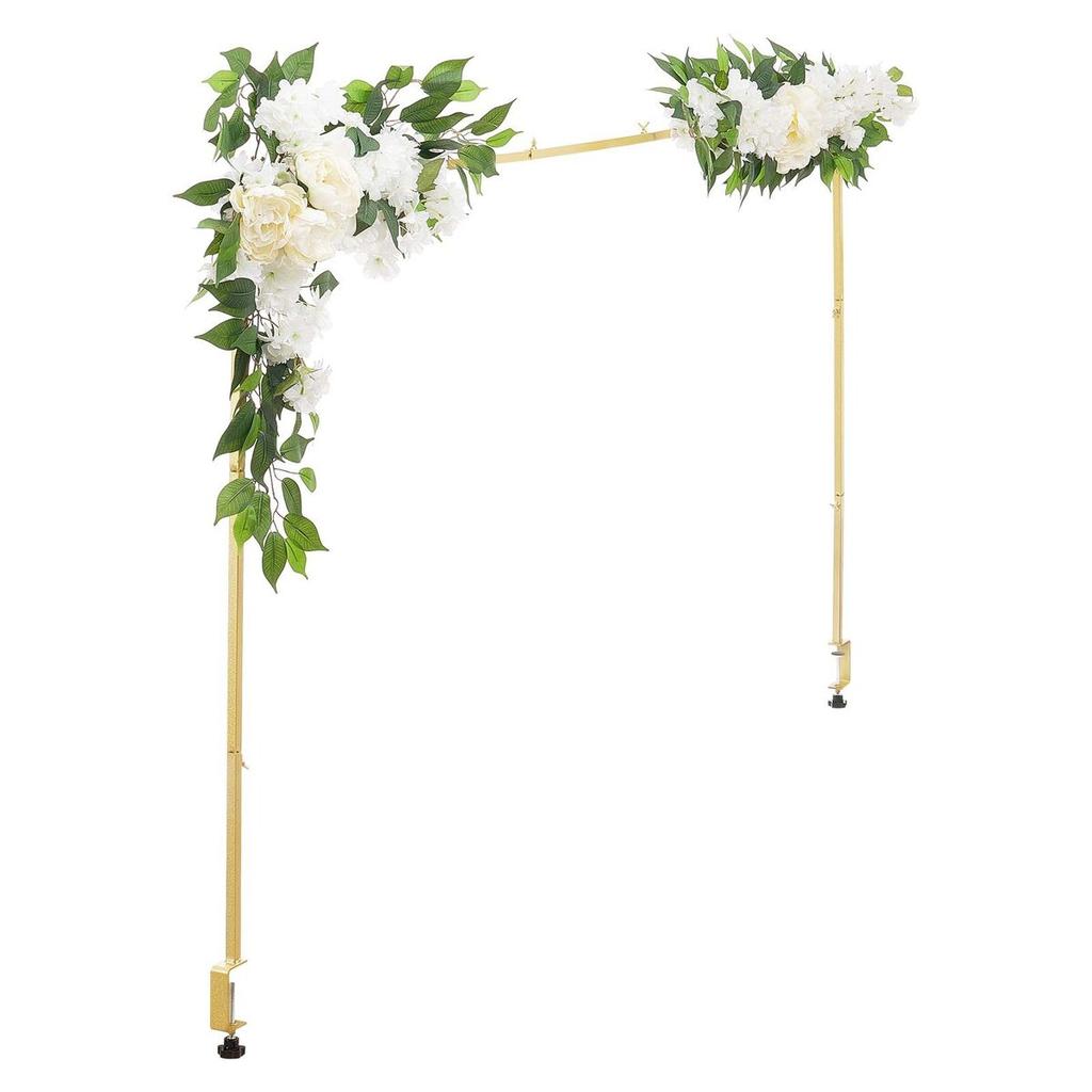 Over the Table Rod Stand with Clamps, Adjustable 71-249 Cm Length & 33-106 Cm Height, Table Arch Stand with Floral Accessories, Gold Balloon Frame for