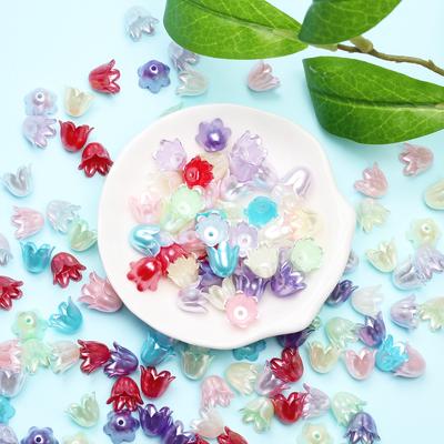 Pulsera de receptáculo hecha a mano con cuentas sueltas de acrílico, lirio de los valles, perlas de imitación de color, horquilla para el cabello, 100 piezas, pendientes, flores, manualidades tridimensionales