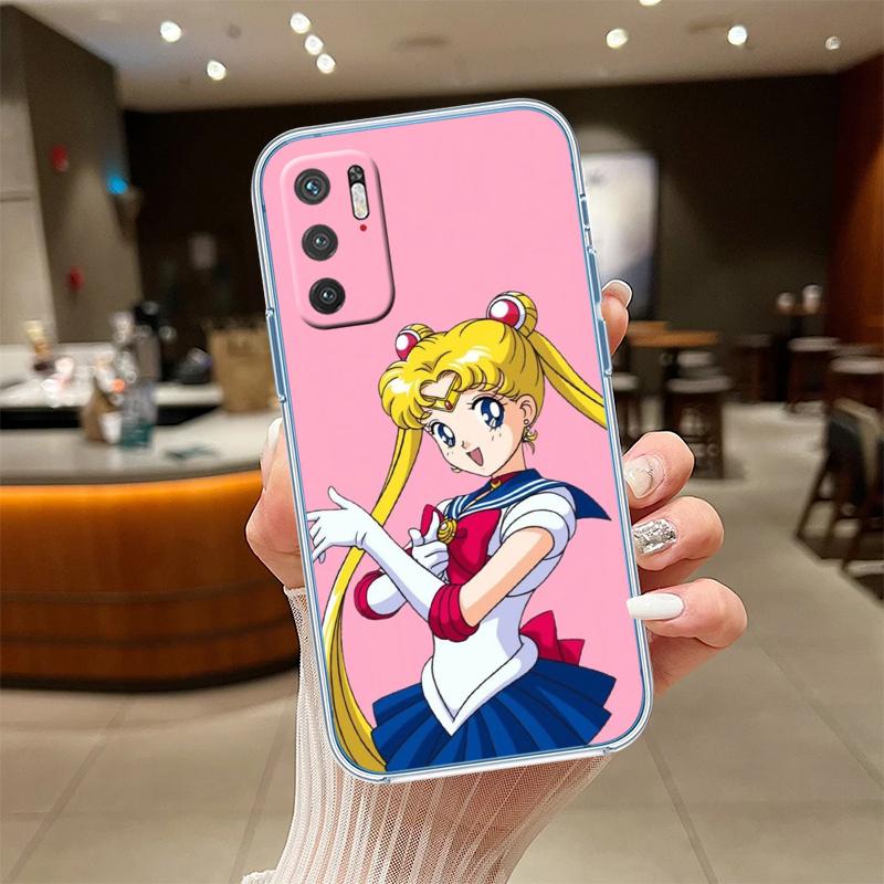 UP44 S-Sailors M-Moon Transparent Phone Case for Motorola Moto G7 G8 G9 G84 G85 G73 G24 G15 Z2 Play Power Plus
