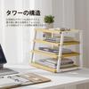 Fenge Desktop Storage Shelf, Desk Organizer, 4-Tier, Large Capacity Office Storage Rack, 37.2cm Wide X 26.7cm Deep X 30.7cm High, Oak & White,