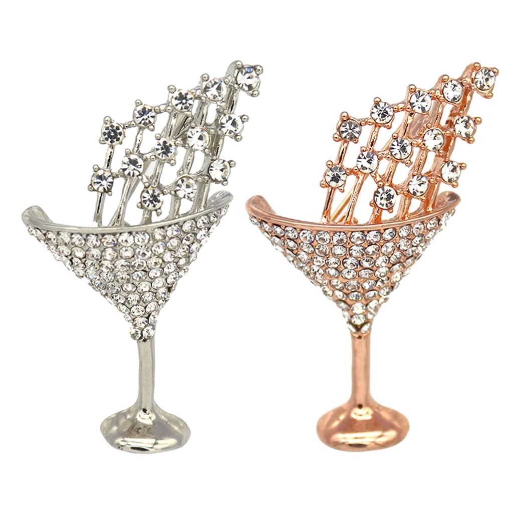 Cocktail Cup Shape Brooch for Women - Shining Rhinestone Alloy Pin, Clothing Bags Backpacks Jackets Hat Badge, Jewelry DIY Accessories