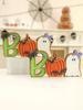 1pc Halloween Wooden"BOO"Table Decor, Ghost,Pumpkin Bat & Letter B with Spider, Colorful Ornaments for Festive Home Desktop Gift