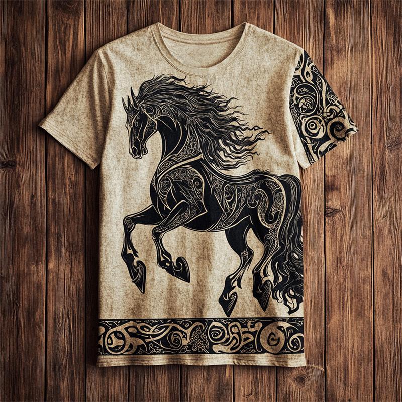 

2026 New Vintage Tribal-Inspired 3D Print T-Shirt Mens Fashion Crew Neck T-Shirt Outdoor Streetwear Oversized Short-Sleeve Shirt 6XL