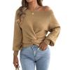 Women's Casual Color Off-Shoulder Knot Long Sleeve Sweater for Everyday Wear
