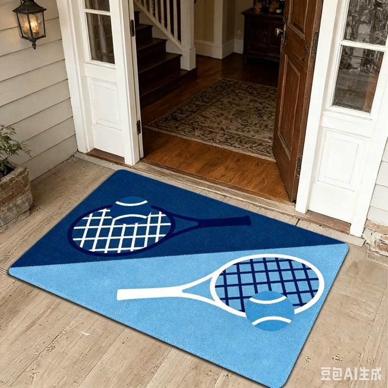 Tennis Racket Door Mat Anti Slip Sports Ball Welcome Doormat Orange Green Floor Rug Kitchen Carpet Living Room Entrance