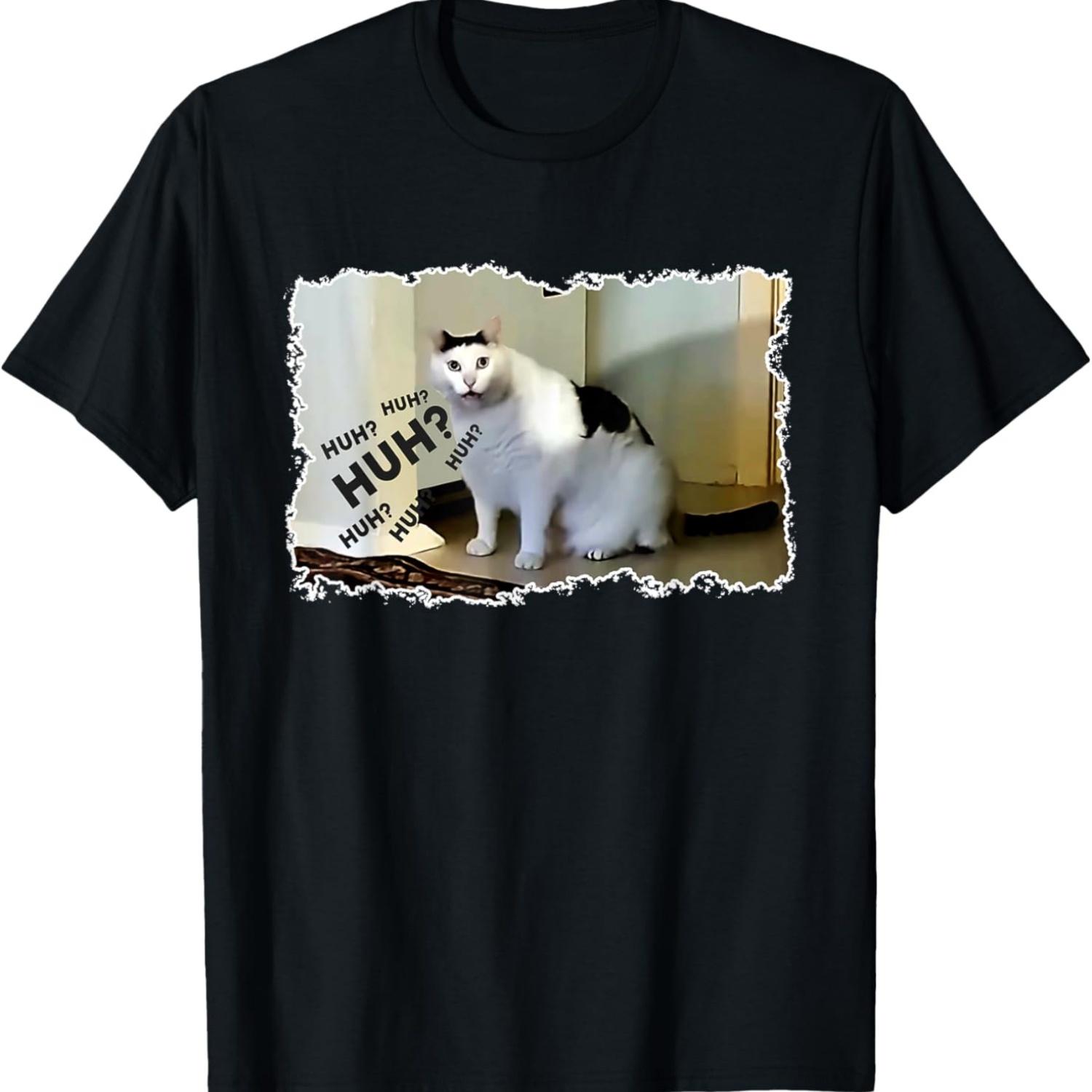 Funny Meme Huh Cat T-Shirt, Huh! Cat meme T-Shirt for Men Women Kids S