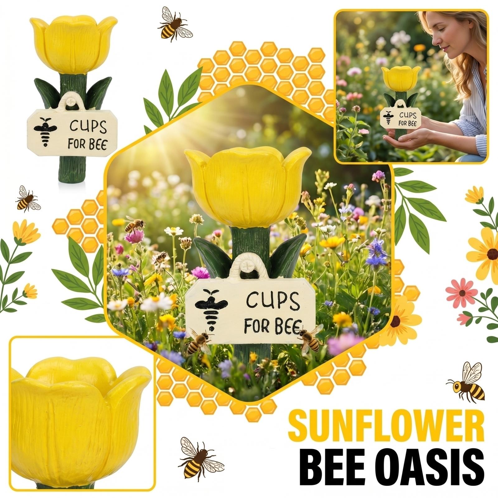 

Flower Shaped Resin Bee Waterer 6 5x10cm Decorative Bee Drinking Station Garden Accessory Outdoor Resin Sculpture One Size жовтий