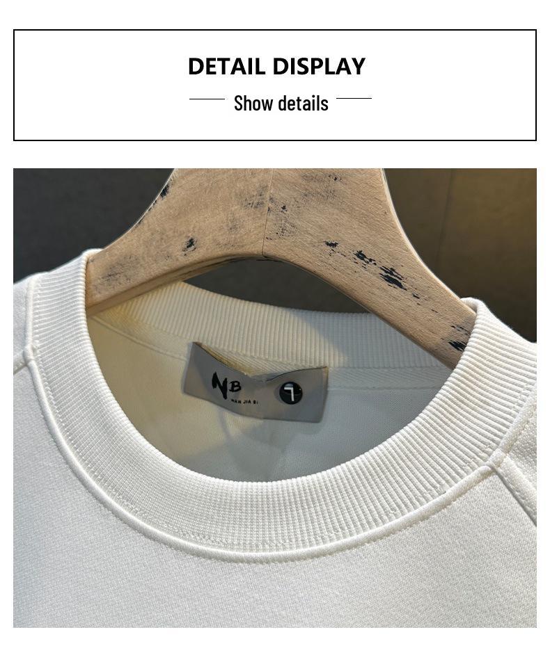 Men's American Trendy Embroidered Hoodie - Autumn/Winter Loose Fit, Long Sleeve, Round Neck, Thick Warm Pullover for Couples