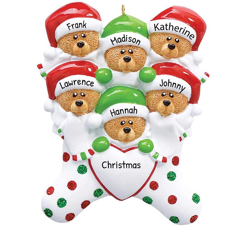 Lovely Bear Family Embracing Heart Christmas Ornament Trendy Decor Holiday