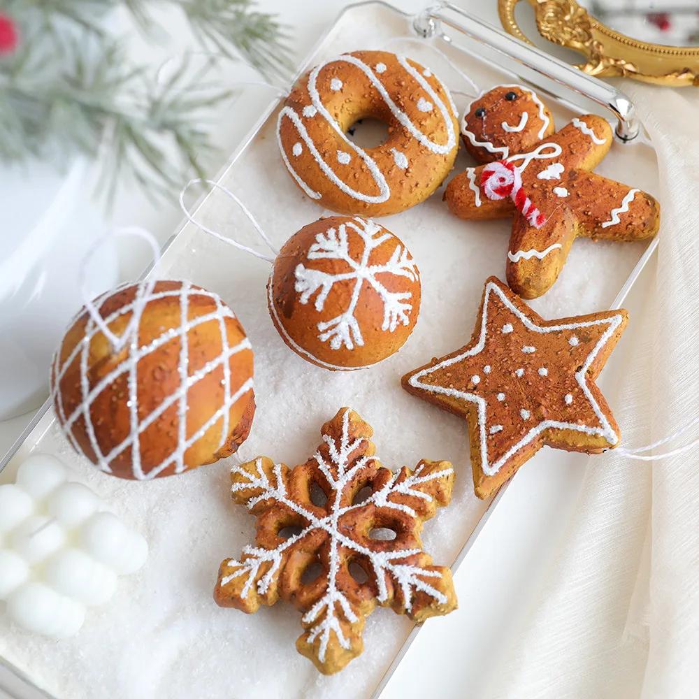 1pc Foam Ball Snowflake Gingerbread Man Christmas Tree Ornaments Set DIY Xmas Decorations Hanging Pendants for Home Party Gifts