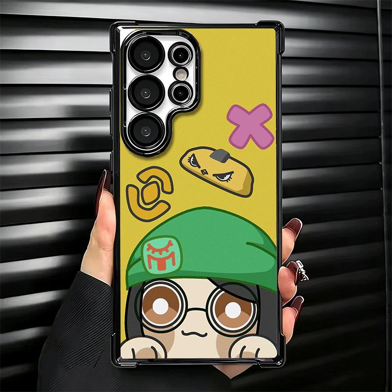 V-Valorant Cute Catoon Plating Phone Case For Samsung Galaxy S24 S25 FE S26 Edge S23 Ultra S22 S21 Plus S20 Anti-Fall Airabag Co