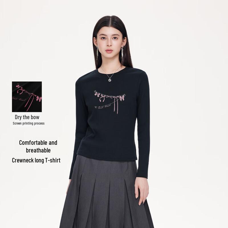 

FivePlus Women s Slim Fit Long Sleeve Bow T-Shirt S