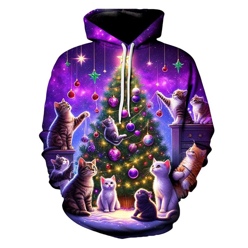 2026 Santa Claus Christmas Carnival 3D Printed Cute Animal Hooded Sweatshirt Suitable for Both Men and Women