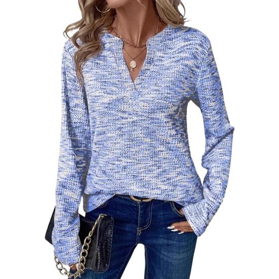 

Women Tops V-Neck Long Sleeve Soft Stretchy Loose Fit Pullover Tops Spring Autumn Commuting Style Shirt Vacation Office Wear L небесно-голубой